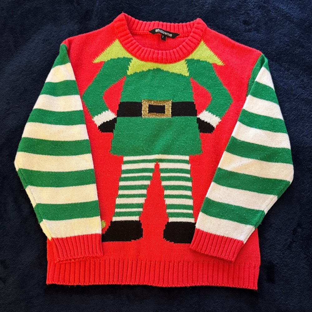 Festive Red and Green Elf Sweater